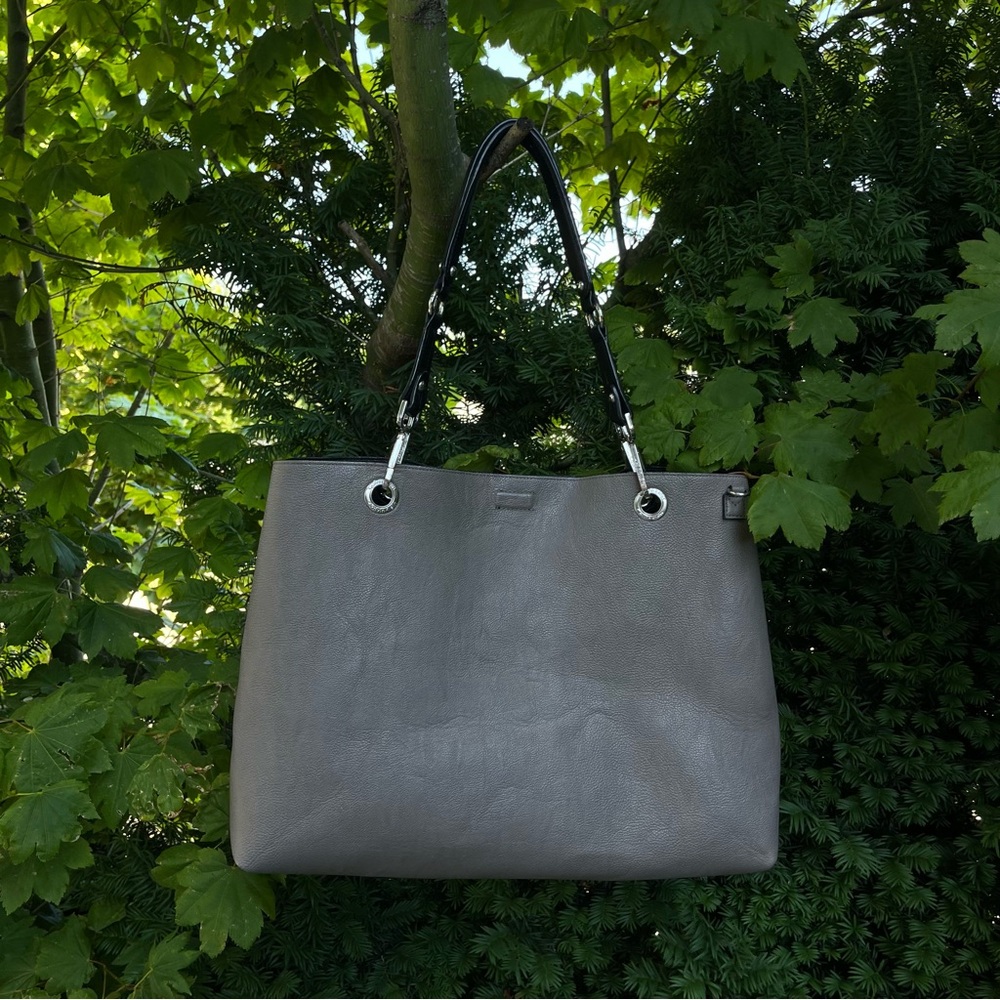 Calvin Klein Convertible Reversible Tote / Crossbody Bag - Black/Taupe